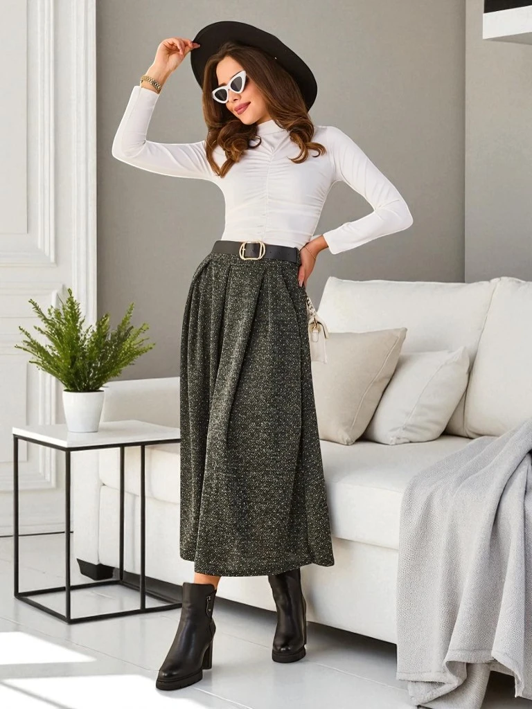 Royalfashion Kvinnor's midi kjol