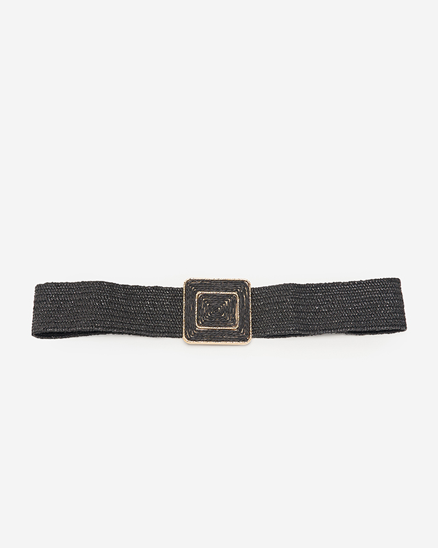 Women's Black Braided Elastic Belt - Accessories
