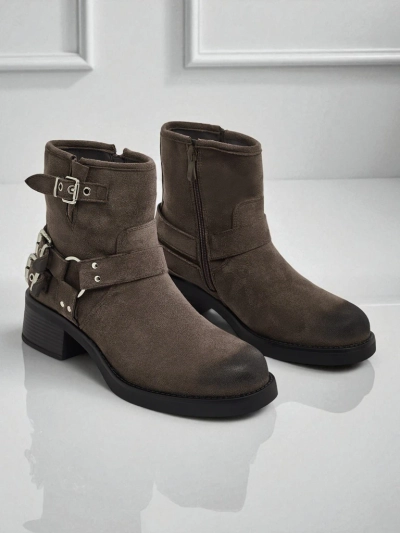Valtos Women's Eco-Suede Ankle Boots with Buckles