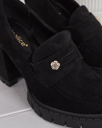 Elegant Black Anitka Eco-Leather Shoes