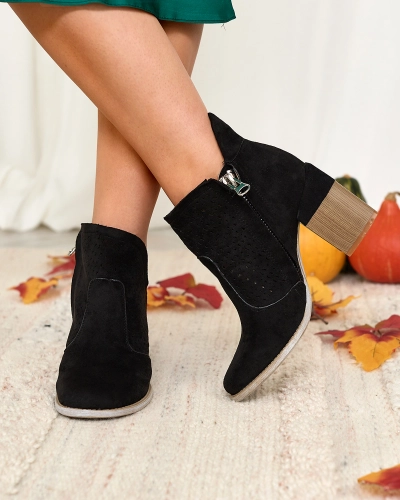 Royalfashion Black women's boots on a post and with a cutout Neafla