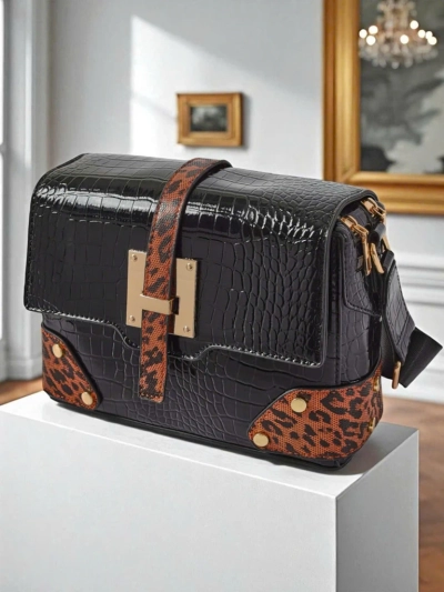 Naiste käekott Callista Nero - ökoloogiline krokodillinahk, must-pruun
