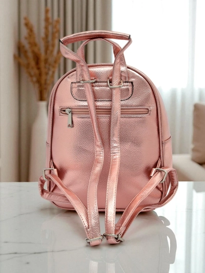 Royalfashion Women's backpack made of eco leather with Metallic Stripes