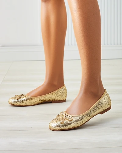 Royalfashion Women's ballet flats with glitter and a bow Aramie