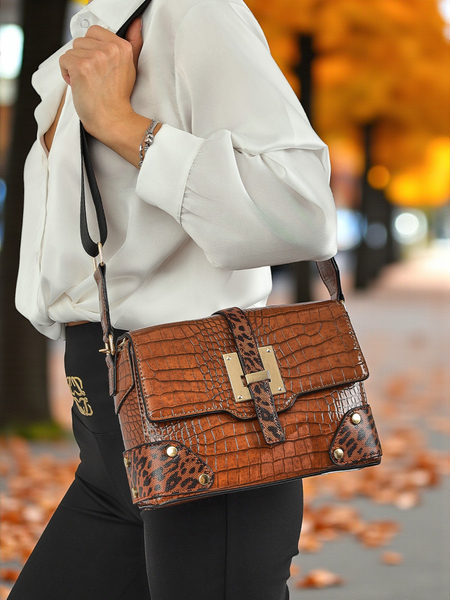Callista Classico women's handbag, dark brown ecological leather, zipper