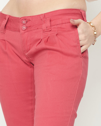 Women's Fuchsia Low Waist Cloth Trousers - Clothing