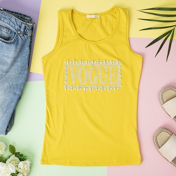 Kollane tsirkooniumoksiidiga naiste topp - Riietus