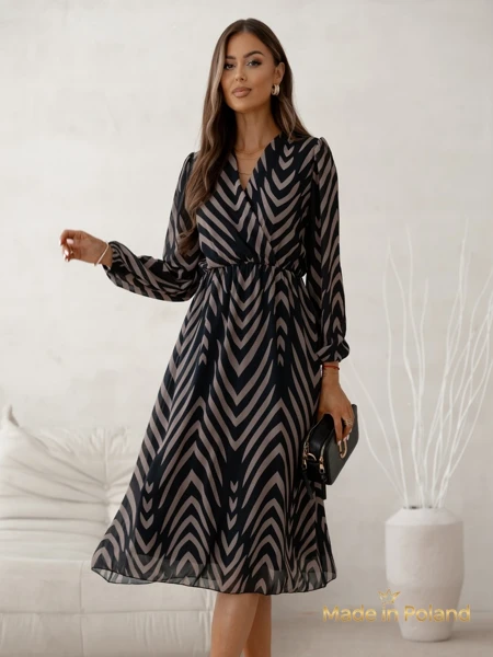 Naiste midi-kleit print Eleganza Stripes