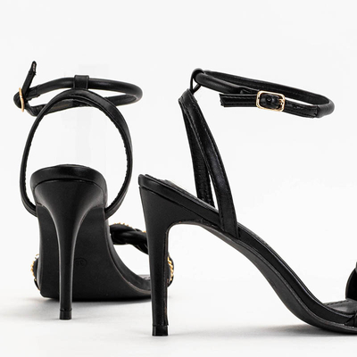 Black women's sandals on a high heel Tenedi - Footwear