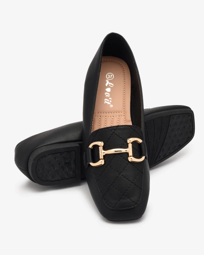 Royalfashion Black women's quilted moccasins with gold embellishment Wetifa