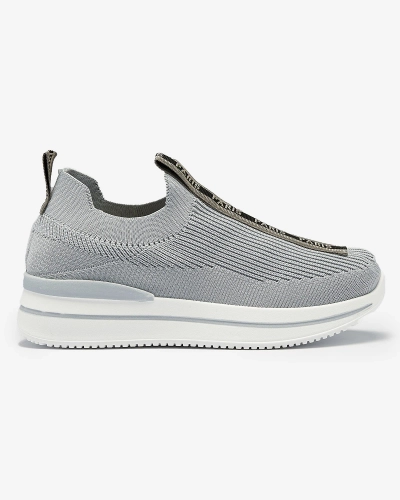 Women's slip-on sports shoes with lettering in gray Cerppa- Footwear
