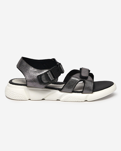 Children's shiny sandals in graphite Leepe - Footwear