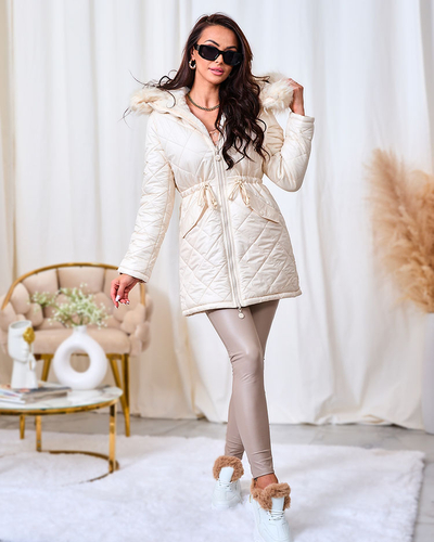 Royalfashion Women's quilted winter jacket in ecru