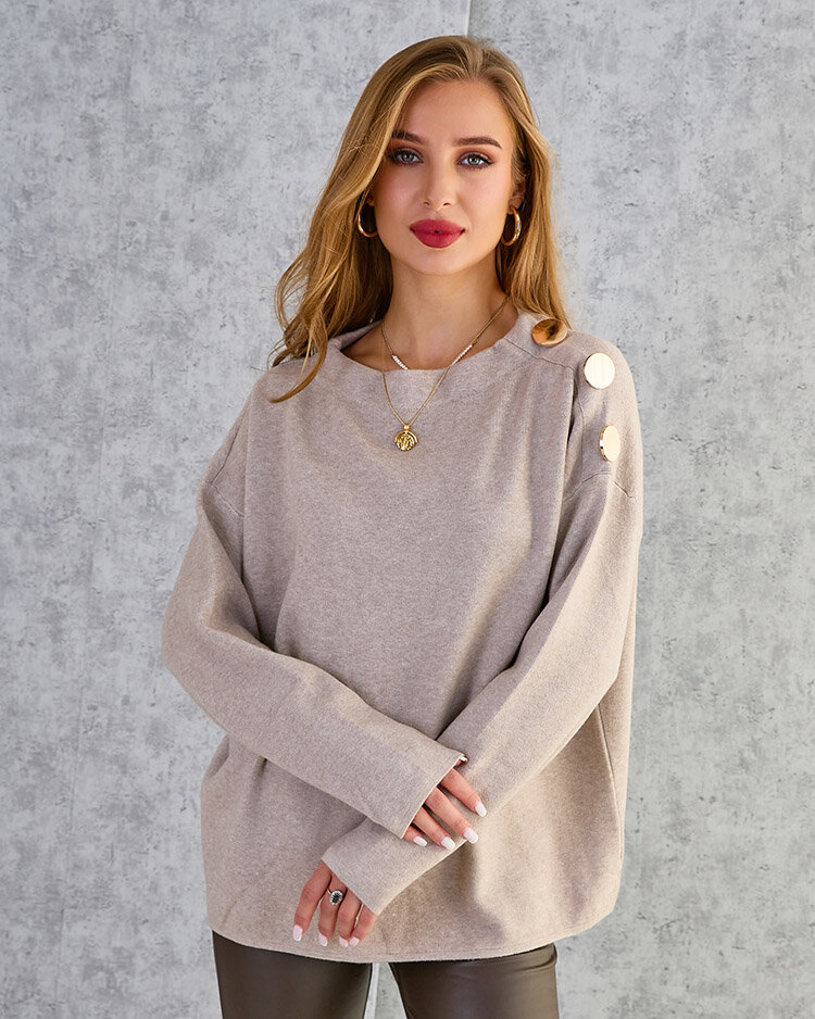 Royalfashion Thin women's sweater with shoulder decorations