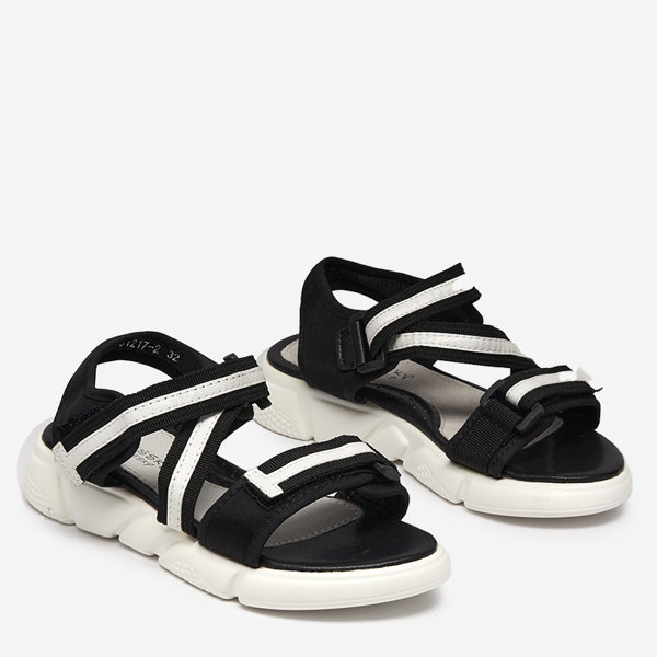 Mustvalged laste sandaalid kinnituvad Velcro Modis - Shoes