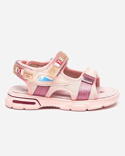 Light pink children's sandals with Velcro Mepoti - Footwear