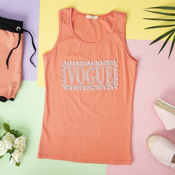 Roosa naiste tsirkooniumoksiidiga topp – riided