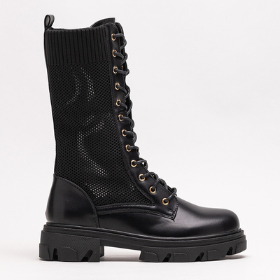 Ažuursed mustad naiste nöörsaapad Buhomi - Jalatsid