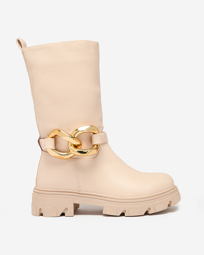 Women's slip-on ankle boots with camel Mekira insulation - Footwear