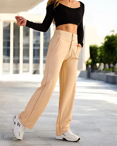 Royalfashion Women's wide eko leather pants