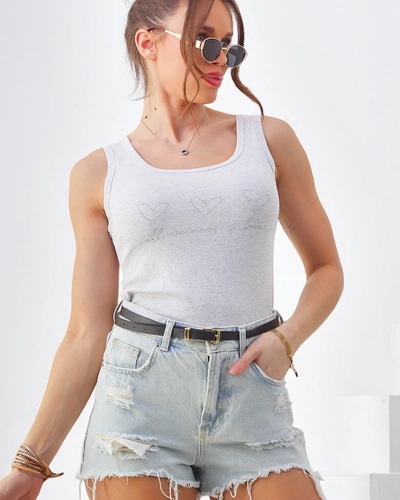 Royalfashion Puuvillane naiste ilma varrukatopp väikeste südametega