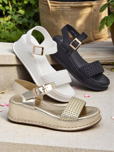 Royal Fashion Women's braided wedge sandals, Fiolle style