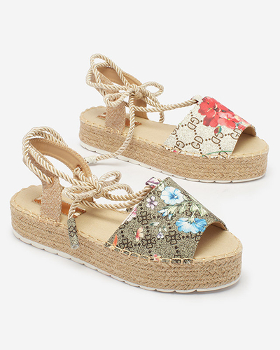 Royalfashion Khaki women's espadrilles in flowers Elizeaf