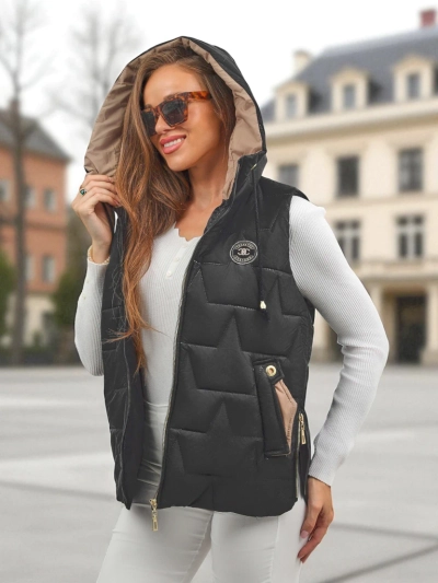 Tepitud kapuutsiga naiste vest Steel Ember