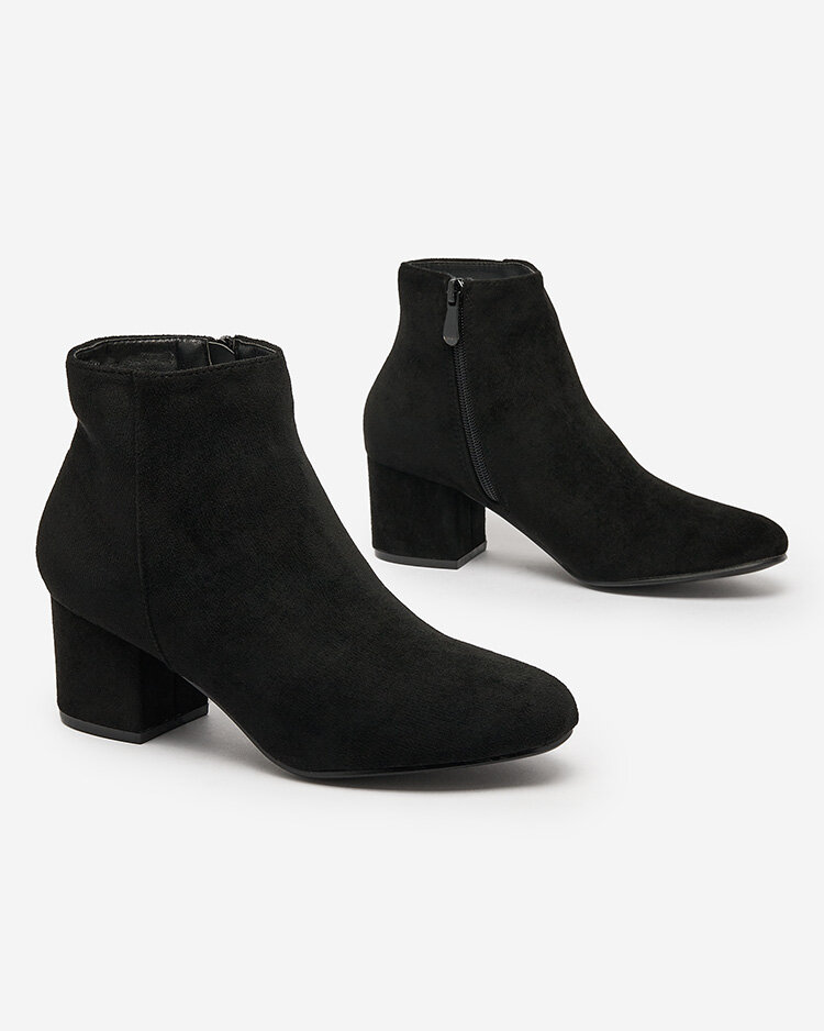 Royalfashion Черные женские сапоги на низкой шпильке Referra