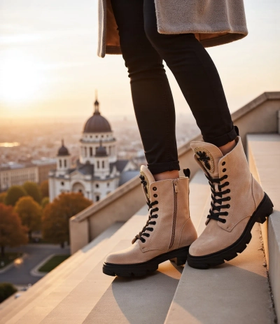 Royalfashion Eco-suede kvinnenes arbeiderstøvler Moxox