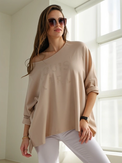 Royalfashion Naiste viskoosist pluus sädeleva kirjatükiga