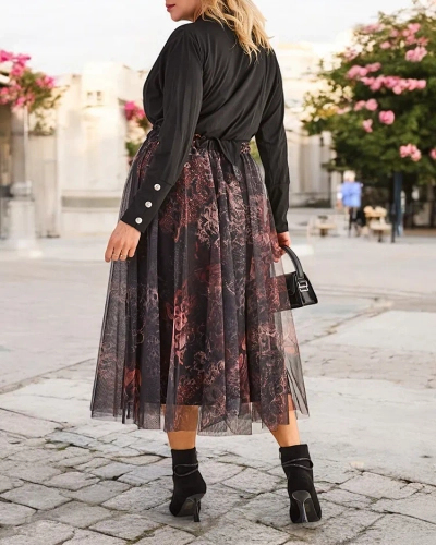 Royalfashion Kvinnadi's two-layered midi skjørt