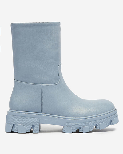 Blue women's slip-on boots with Mekira insulation - Footwear