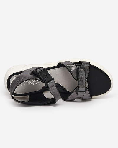 Children's shiny sandals in graphite Leepe - Footwear