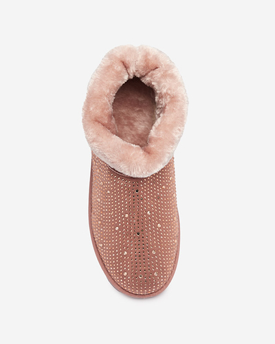 Темно-розовые женские сапоги со стразами Rudis