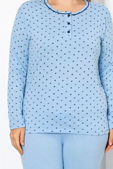 Royalfashion Naiste Puuvillane 2-osaline Südame Prindiga Pluss Suurus Pijamas