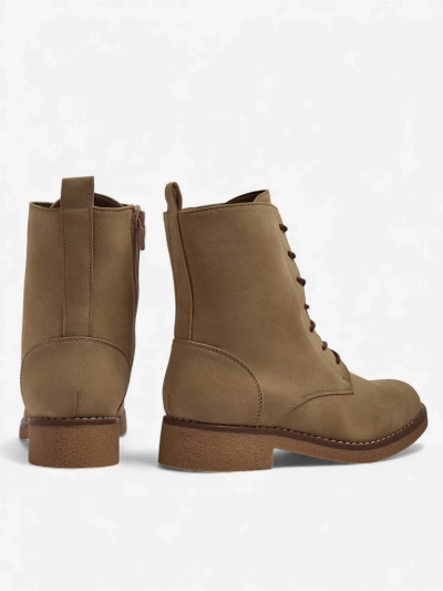 Matte Faux Leather Lace-up Women's Ankle Boots Treviline