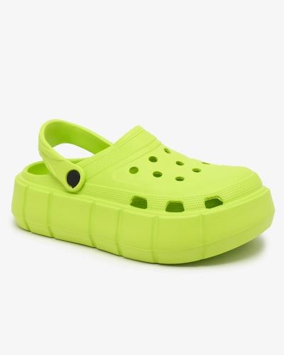 Royalfashion Neon green women's flip-flops with openwork trim Mightty