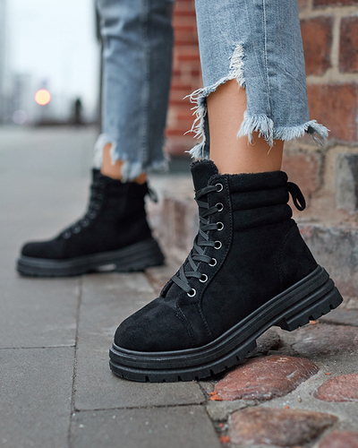 Women's insulated trapper boots in black colozre Tivica - Footwear