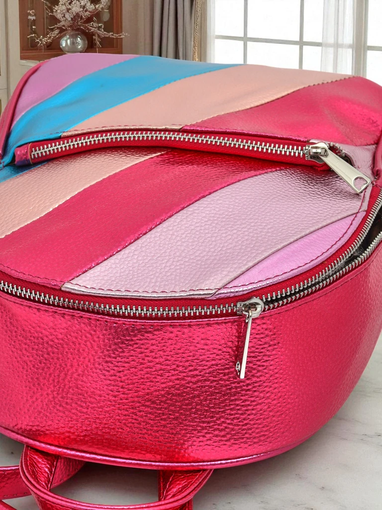 Royalfashion Naiste seljakott ökoloogilisest nahast, metalliliste triipudega Metallic Stripes