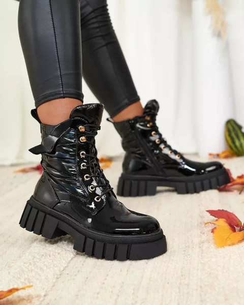 Royalfashion Naiste lakitud mustad Wefetto saapad