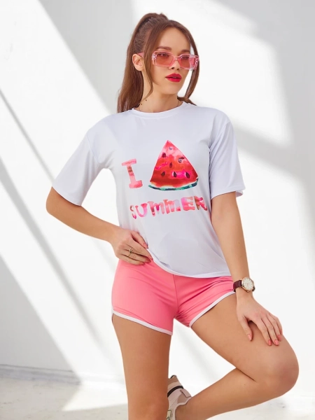Royalfashion Женский спортивный комплект с футболкой и шортами Арбуз