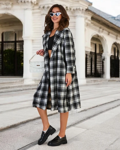 Royalfashion Naiste ruuduline mantel