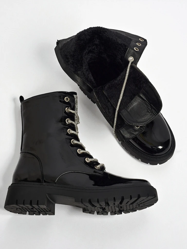 Fjorra Women's Patent Lace-up Ankle Boots