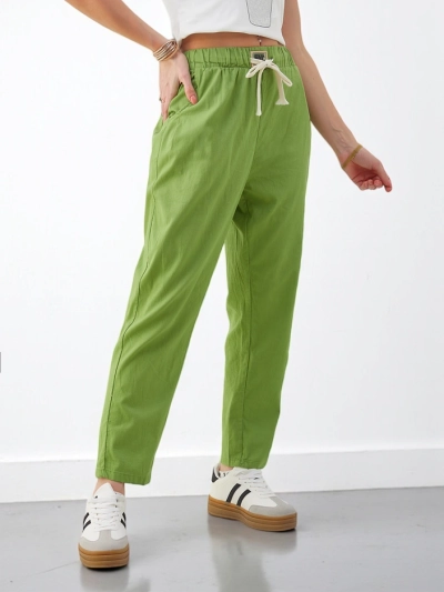 Женские обычные хлопковые брюки Royalfashion с завязками на талии