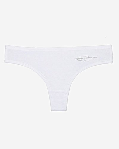White cotton women's thong panties with inscription - Underwear