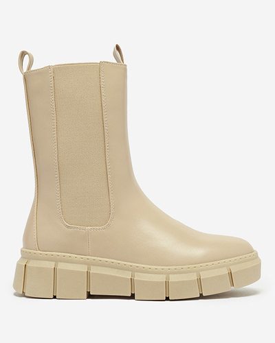 Women's platform boots in beige Couell- Footwear