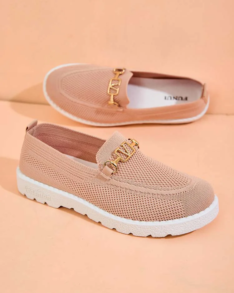 Royalfashion Women's fabric moccasins with gold embellishment Erticae