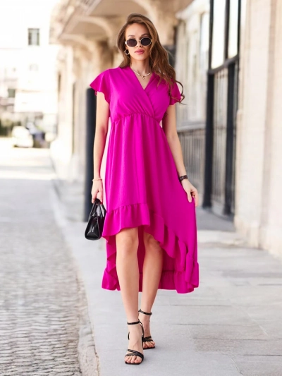 Royalfashion Naiste midi kleit ebaühtlase hemiga