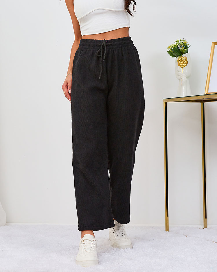 Royalfashion Soojad mustad naiste corduroy püksid